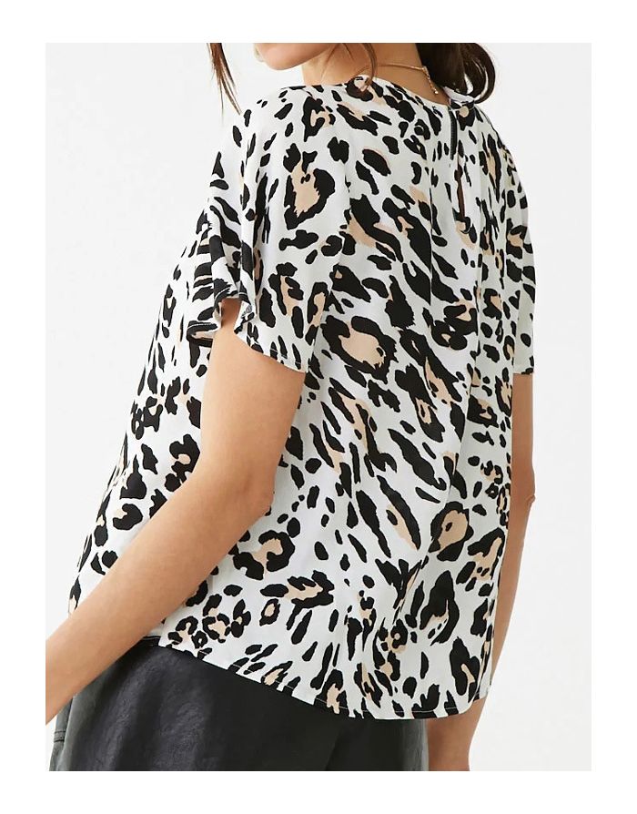 Chic T-shirts Leopard Print Casual Chiffon Summer Tops